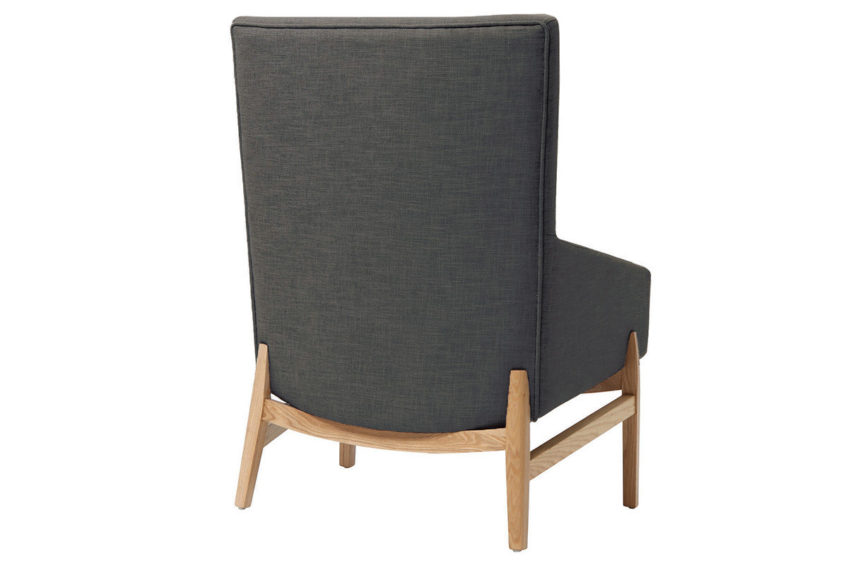 Fauteuil design gris anthracite pieds bois KYOTO