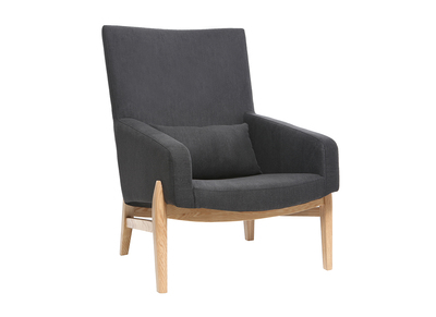 Fauteuil design gris anthracite pieds bois KYOTO