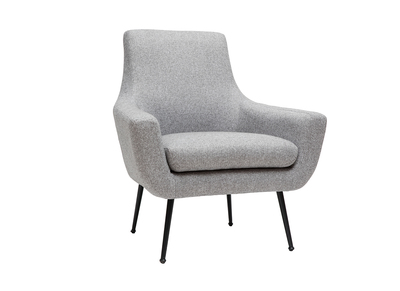 Fauteuil design gris clair et m&eacute;tal noir MONTANA