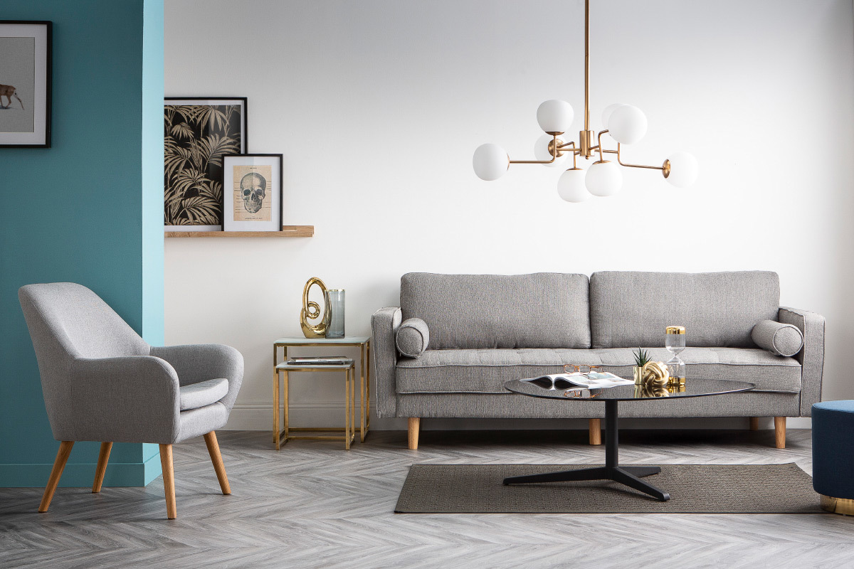 Fauteuil design gris clair MIRA