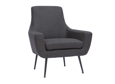 Fauteuil design gris fonc&eacute; et m&eacute;tal noir MONTANA