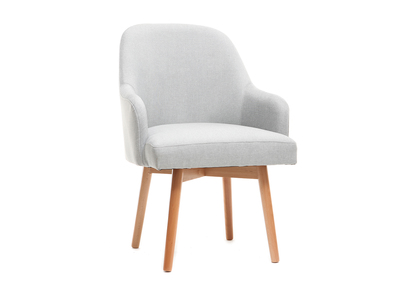 Fauteuil design gris pieds bois clair MONA