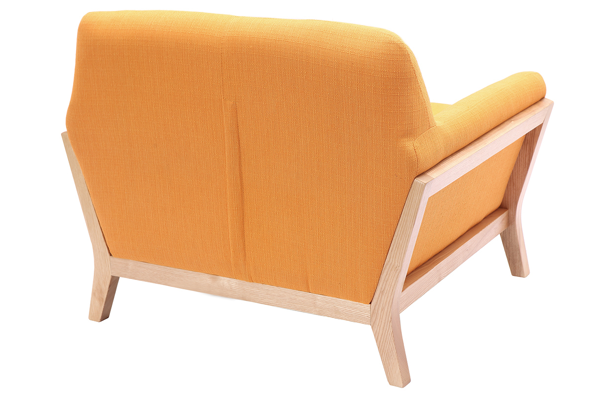 Fauteuil design jaune pieds bois YOKO