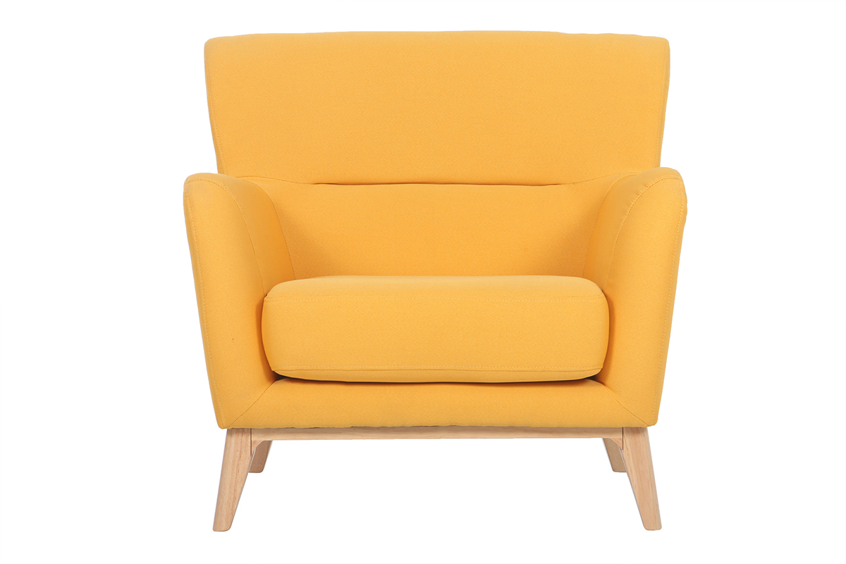 Fauteuil design jaune pieds en bois MARKUS