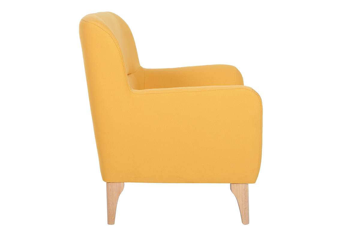 Fauteuil design jaune pieds en bois MARKUS