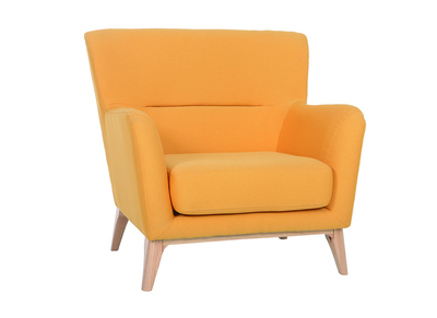 Fauteuil design jaune pieds en bois MARKUS