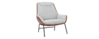 Fauteuil design marron avec tissu effet velours gris MARCEAU