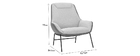 Fauteuil design marron avec tissu effet velours gris MARCEAU