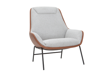 Fauteuil design marron avec tissu effet velours gris MARCEAU