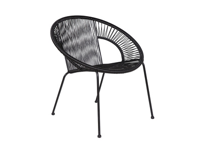 Fauteuil design m&eacute;tal et scoubidou noir COSTA