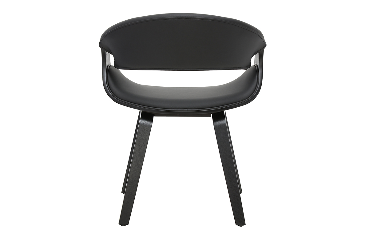 Fauteuil design noir et bois noir ARAMIS