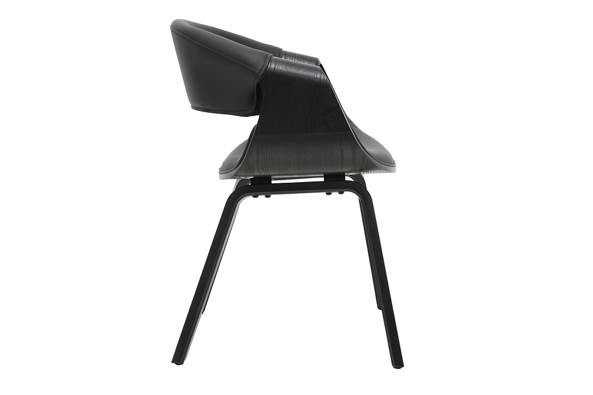 Fauteuil design noir et bois noir ARAMIS