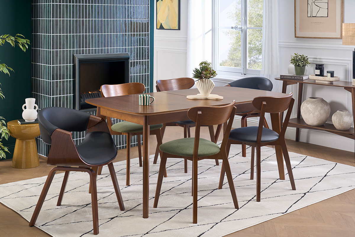Fauteuil design noir et bois noir ARAMIS