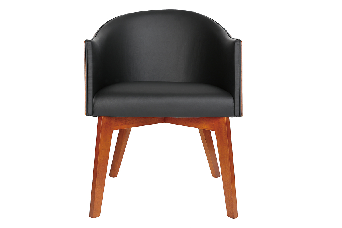 Fauteuil design noir et noyer NORDECO