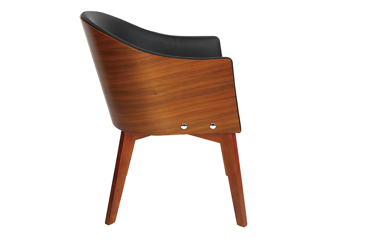 Fauteuil design noir et noyer NORDECO