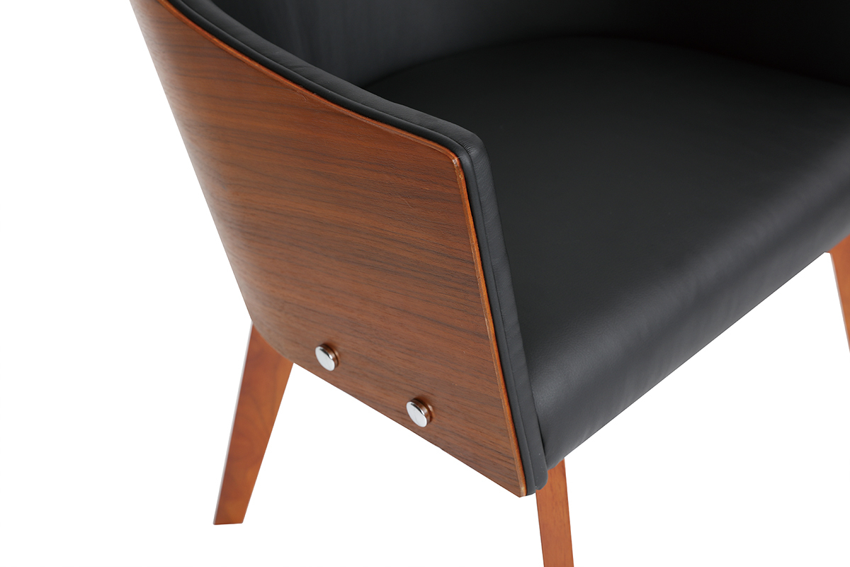 Fauteuil design noir et noyer NORDECO