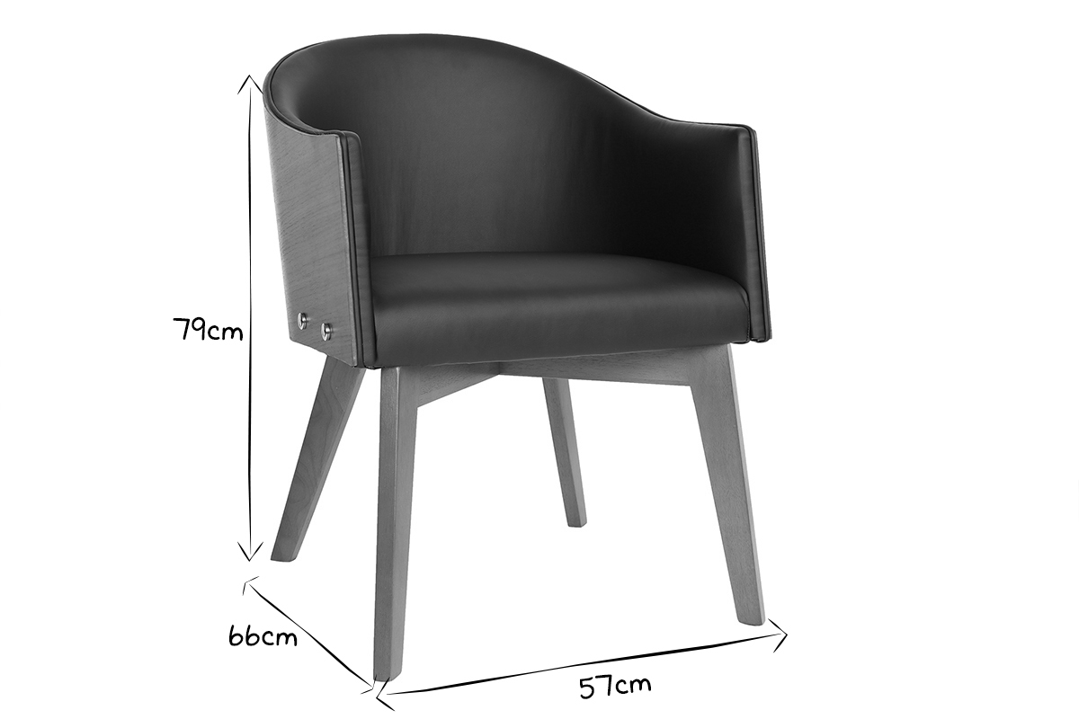 Fauteuil design noir et noyer NORDECO