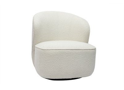 Fauteuil design pivotant en tissu effet laine bouclée blanc AMBER