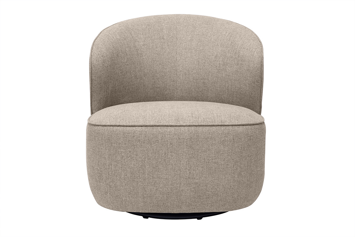 Fauteuil design pivotant en tissu taupe AMBER