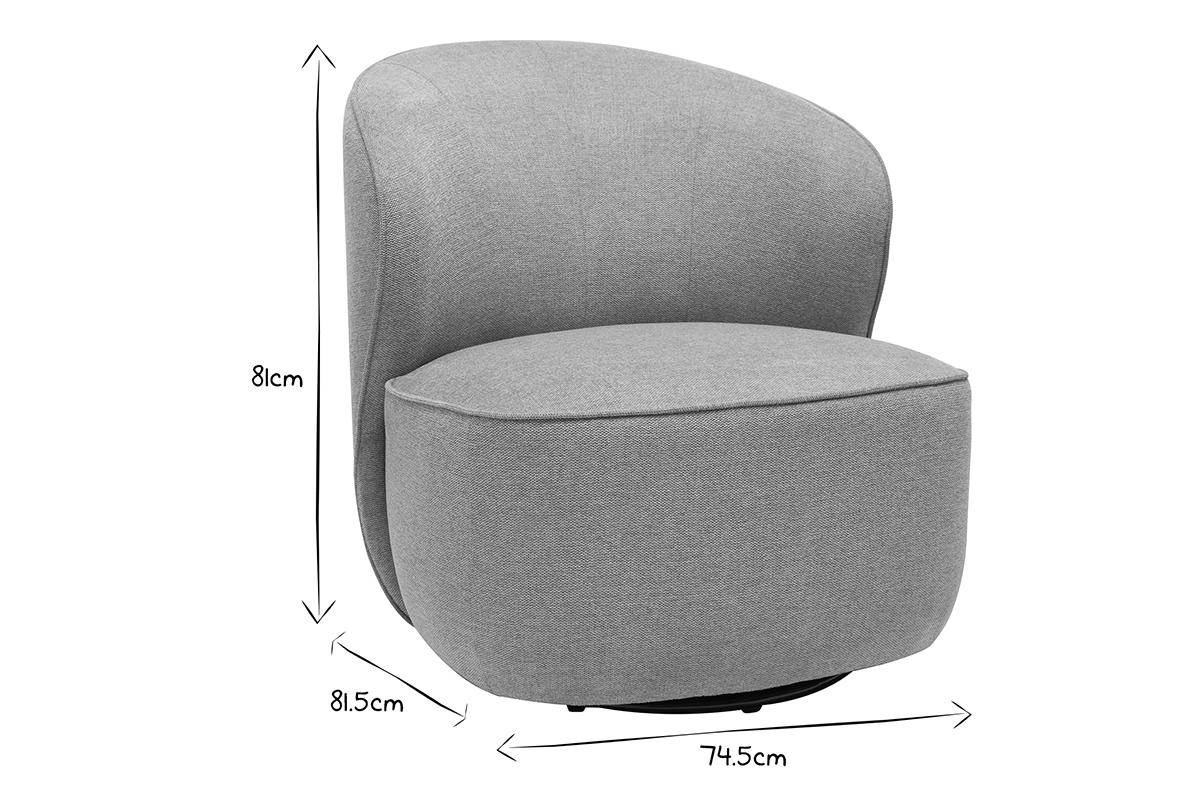 Fauteuil design pivotant en tissu taupe AMBER