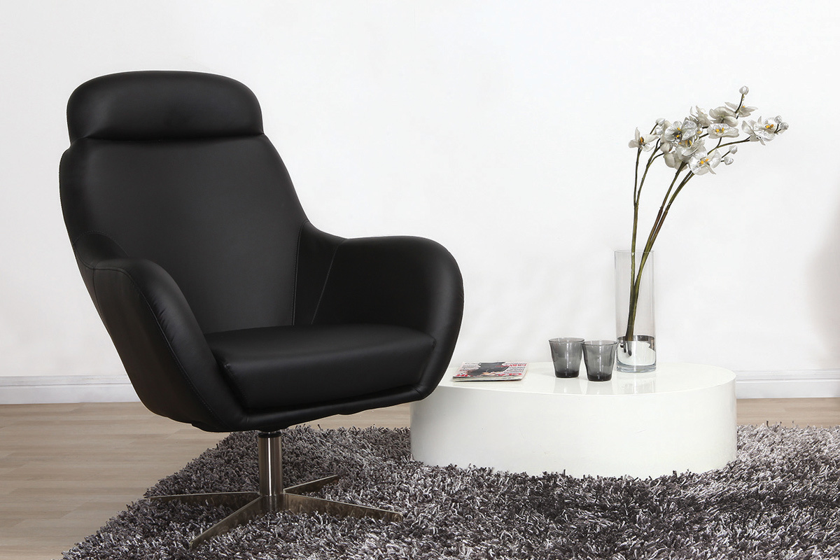 Fauteuil design pivotant noir HAVEN