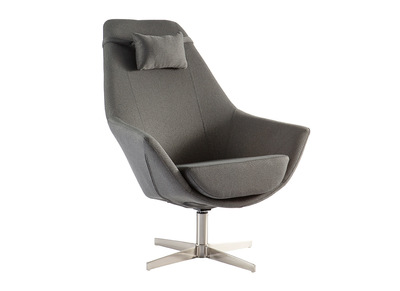 Fauteuil design pivotant tissu gris fonc&eacute; et pied m&eacute;tal AMADEO