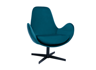 Fauteuil design pivotant velours bleu p&eacute;trole ANDY