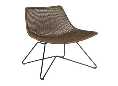 Fauteuil design rotin synth&eacute;tique naturel int&eacute;rieur / ext&eacute;rieur SUNSET