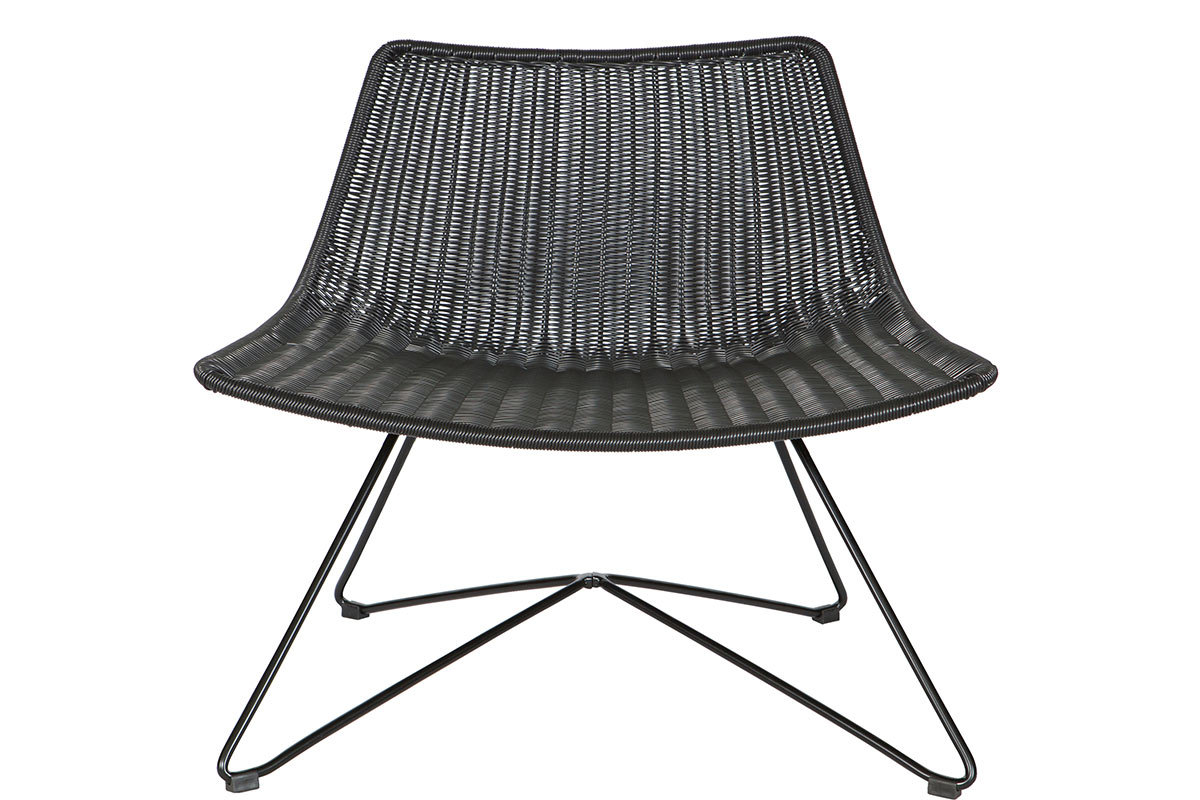 Fauteuil design rotin synth�tique noir  int�rieur / ext�rieur SUNSET