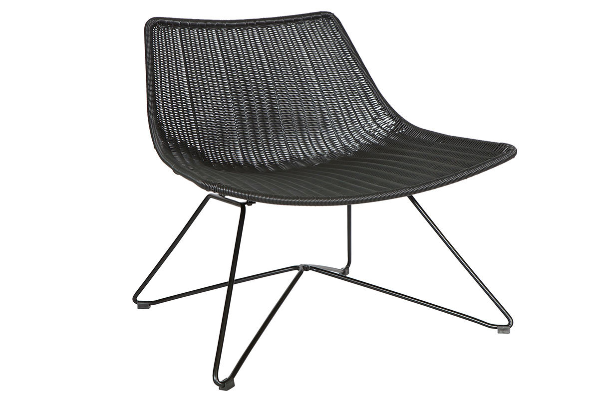 Fauteuil design rotin synth�tique noir  int�rieur / ext�rieur SUNSET
