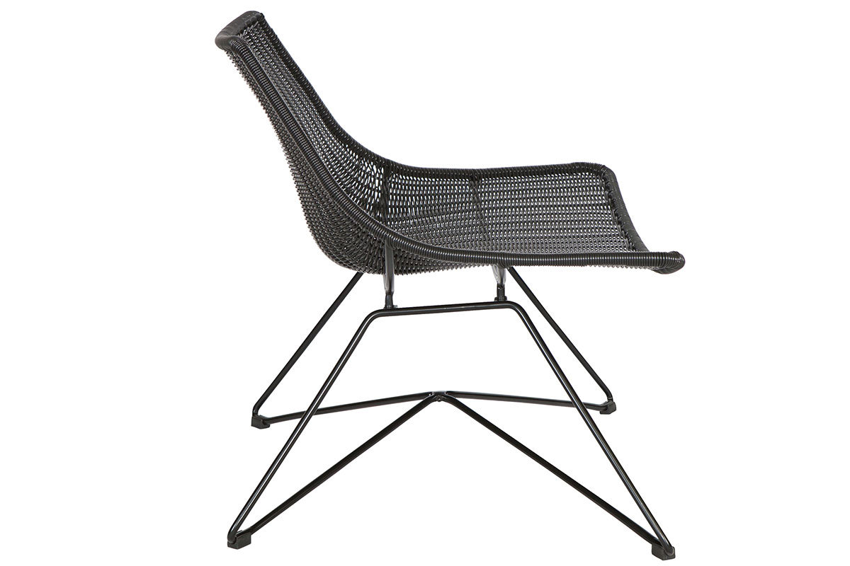 Fauteuil design rotin synth�tique noir  int�rieur / ext�rieur SUNSET