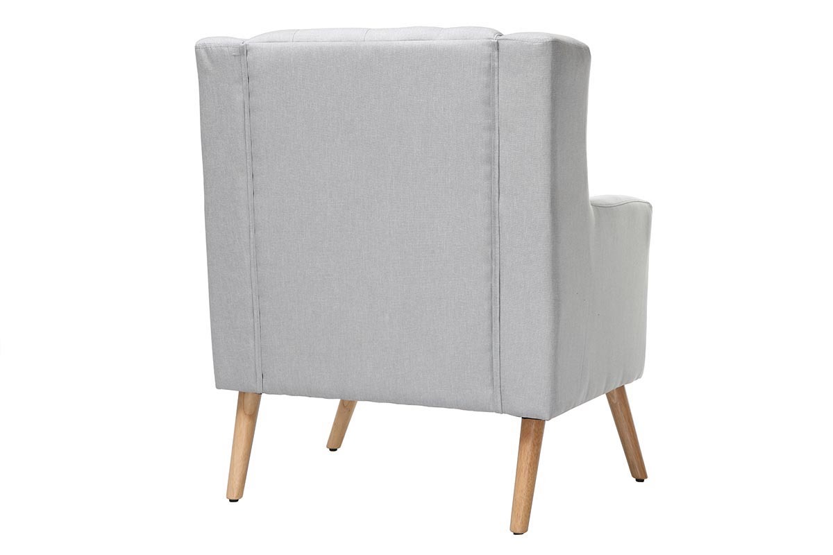 Fauteuil design scandinave gris clair et bois clair BRIGHTON