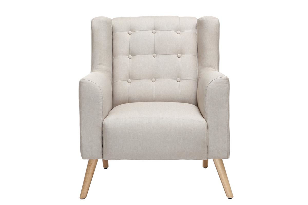 Fauteuil design scandinave naturel et bois clair BRIGHTON