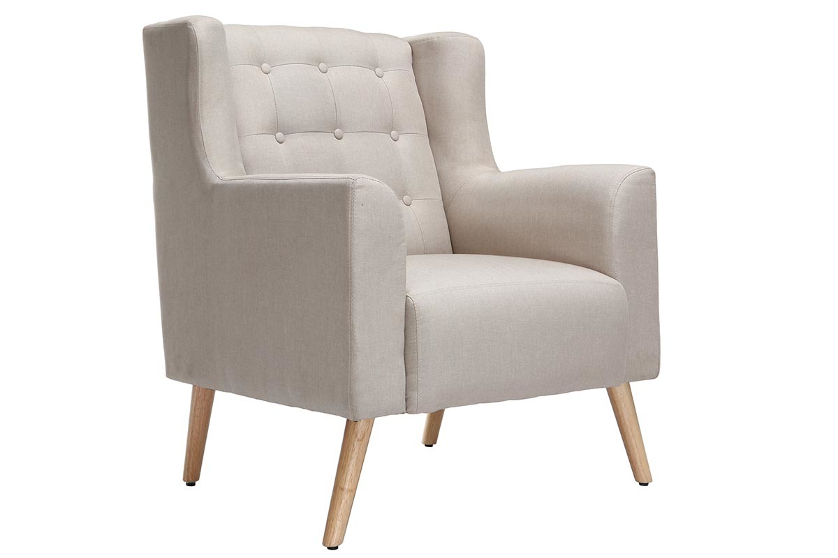 Fauteuil design scandinave naturel et bois clair BRIGHTON