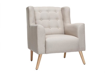 Fauteuil design scandinave naturel et bois clair BRIGHTON