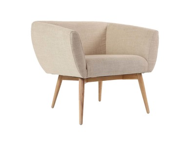 Fauteuil design scandinave tissu naturel ARTIK