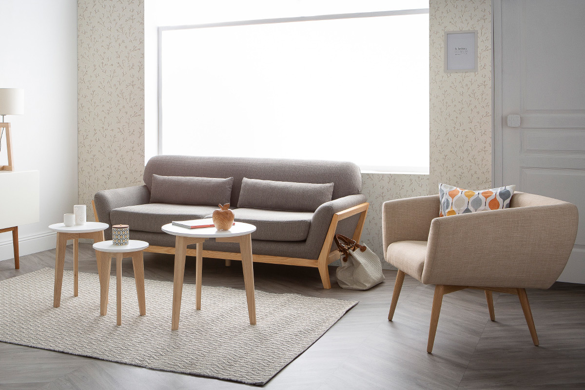 Fauteuil design scandinave tissu vert ARTIK