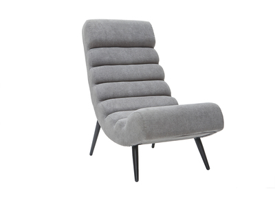 Fauteuil design tissu effet velours gris et m&eacute;tal noir TAYLOR