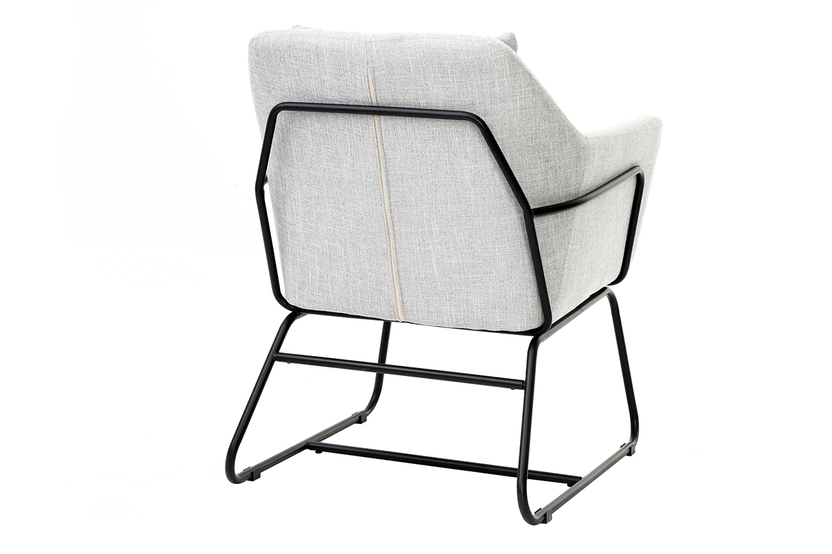 Fauteuil design tissu gris clair et structure m�tal noir MONROE