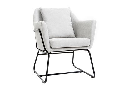Fauteuil design tissu gris clair et structure m&eacute;tal noir MONROE