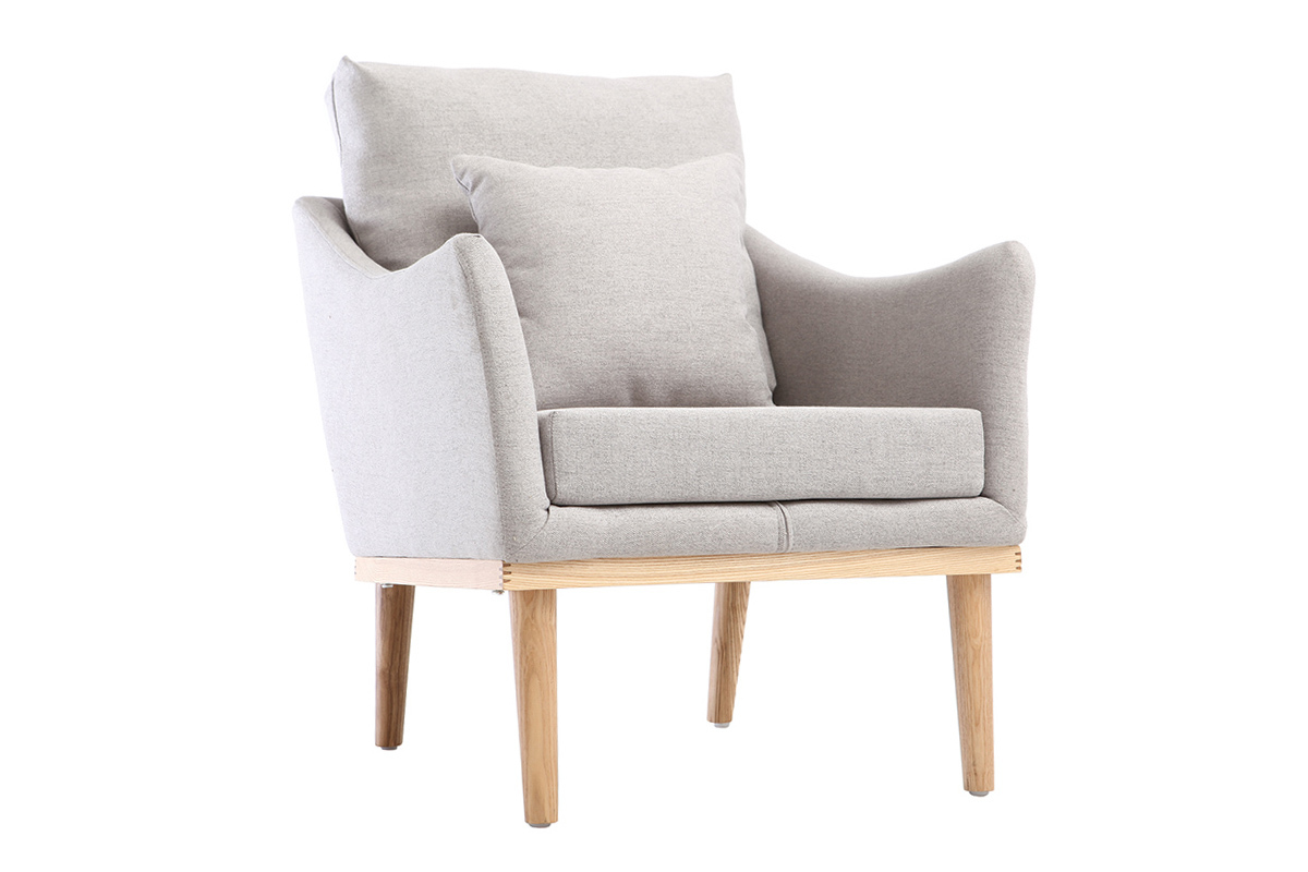 Fauteuil design tissu gris et fr�ne NORI