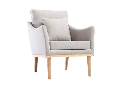 Fauteuil design tissu gris et fr&ecirc;ne NORI