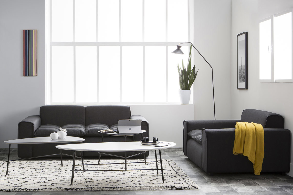 Fauteuil design tissu gris fonc MELLOW