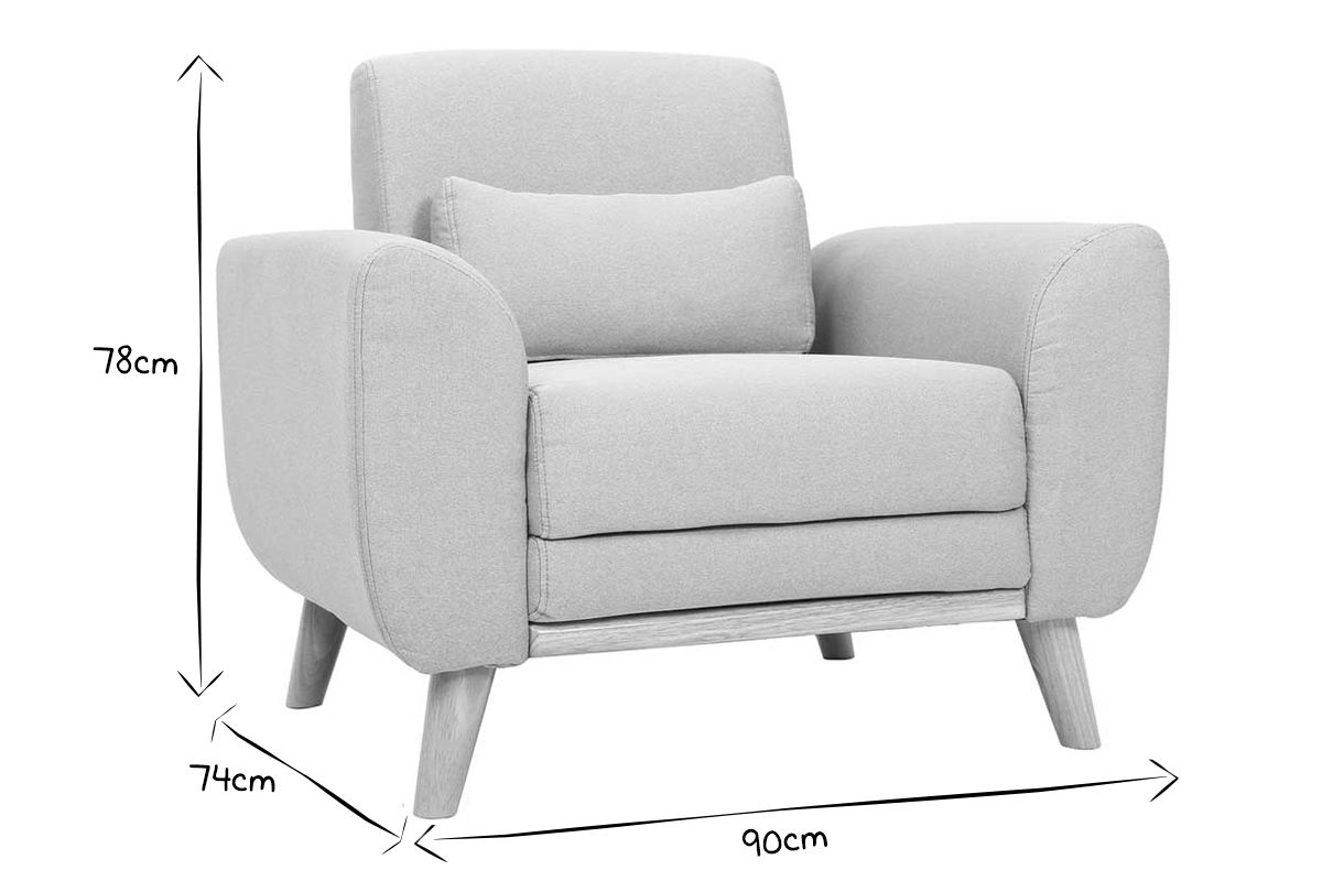 Fauteuil design tissu jaune et bois clair EKTOR