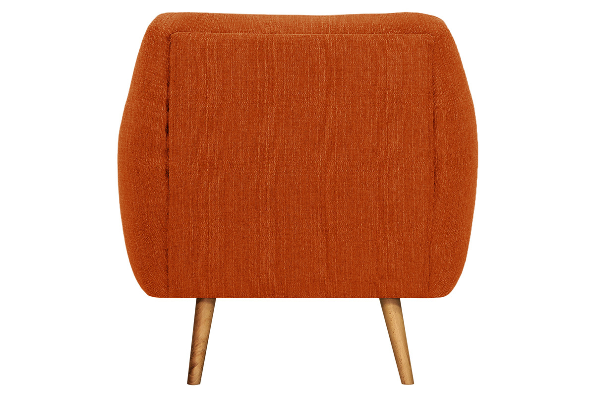 Fauteuil design tissu orange pieds bois clair OLAF