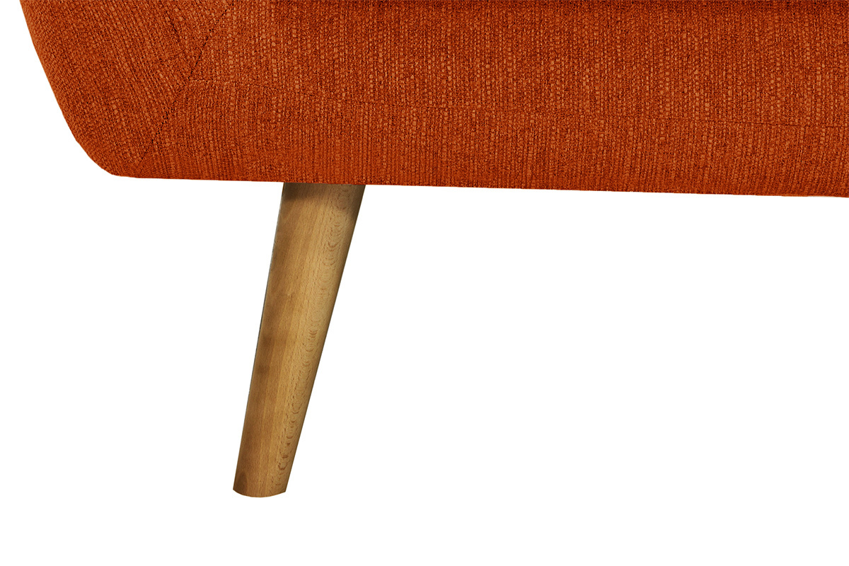 Fauteuil design tissu orange pieds bois clair OLAF