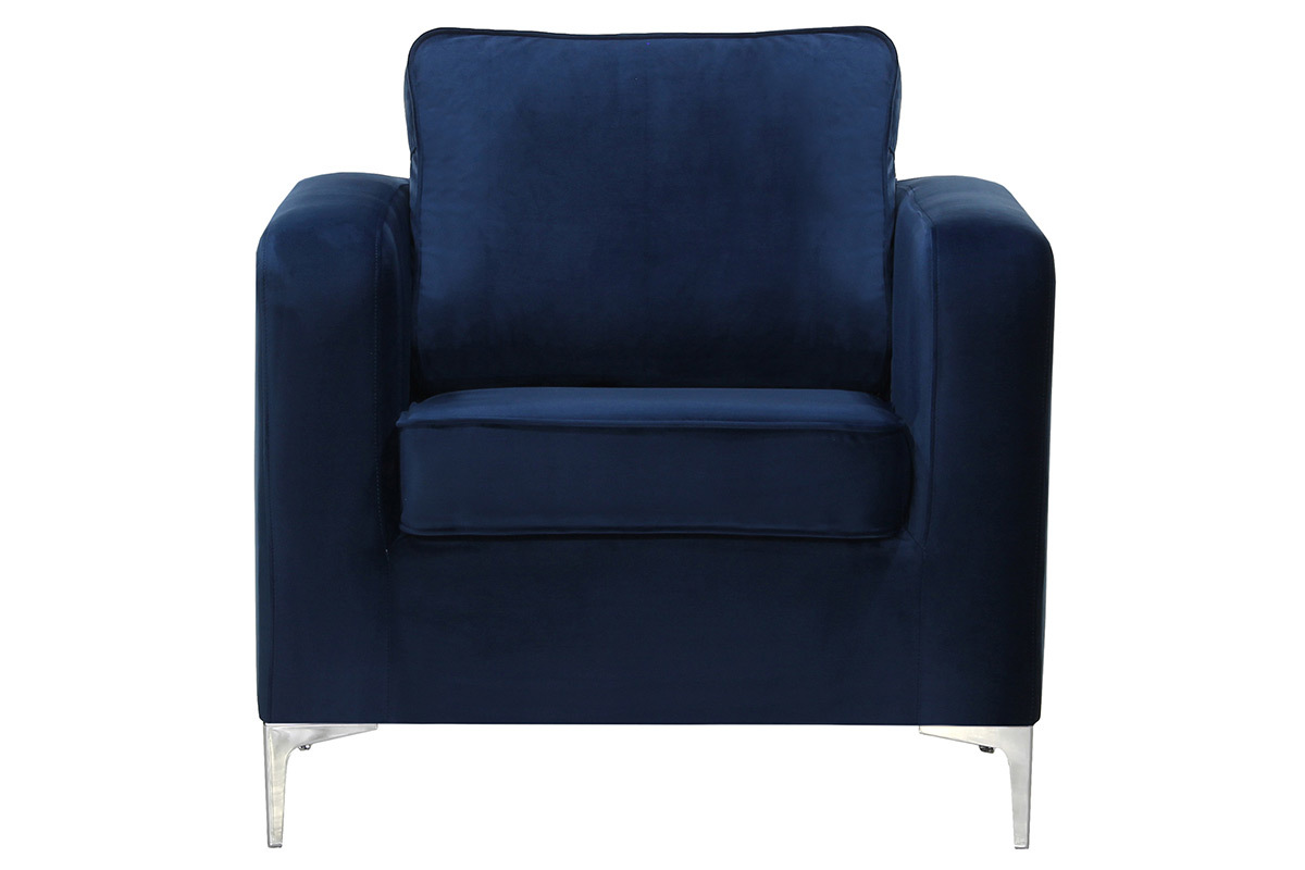 Fauteuil design velours bleu nuit HARRY