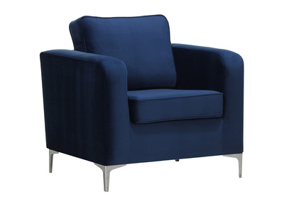 Fauteuil design velours bleu nuit HARRY