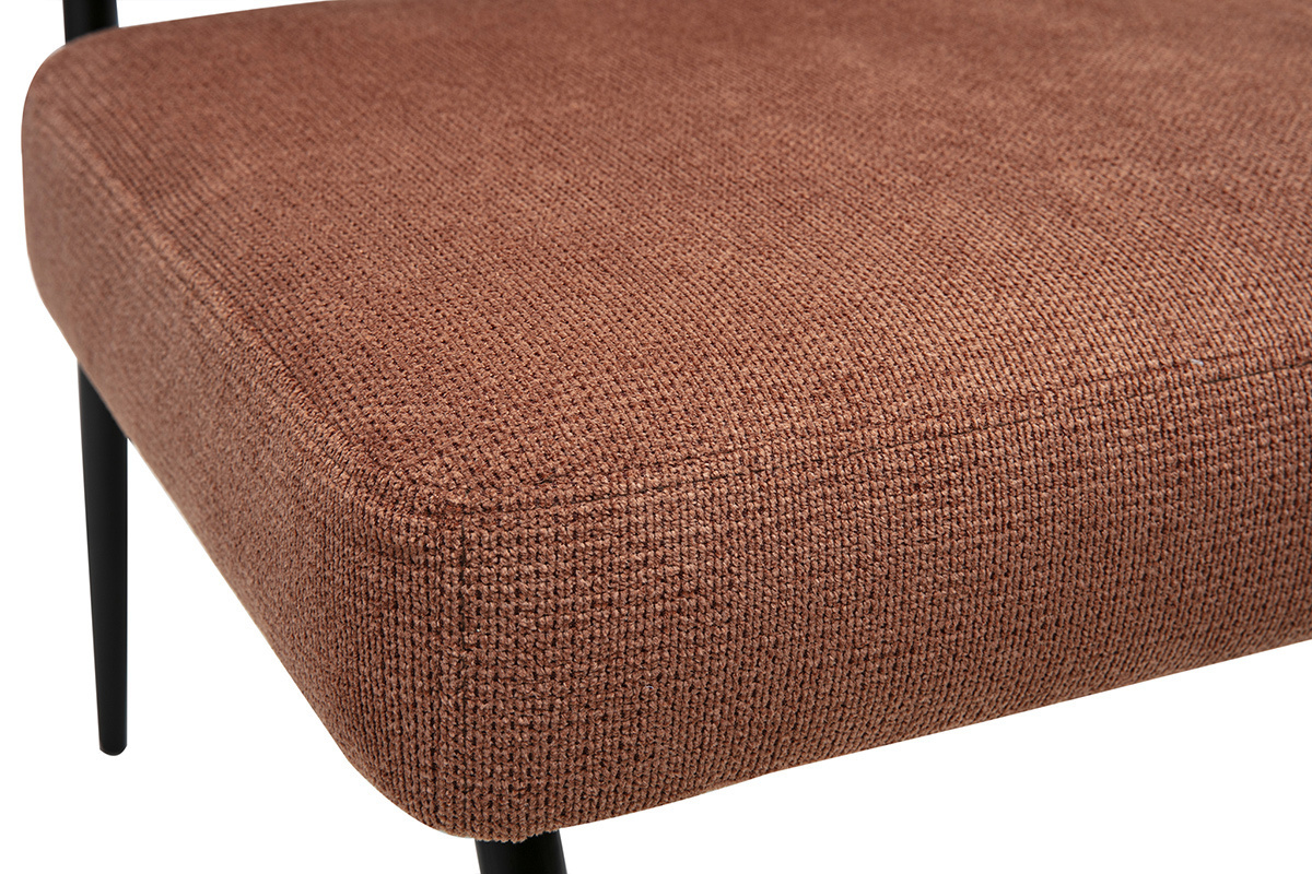 Fauteuil en tissu chenille terre br�l�e et m�tal noir VEDANA