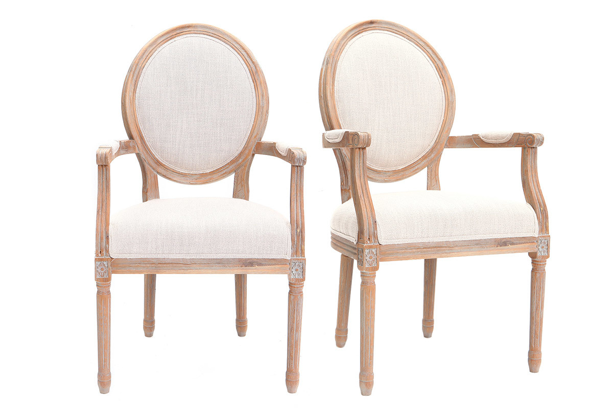 Fauteuil en tissu coloris naturel pieds bois clair LEGEND